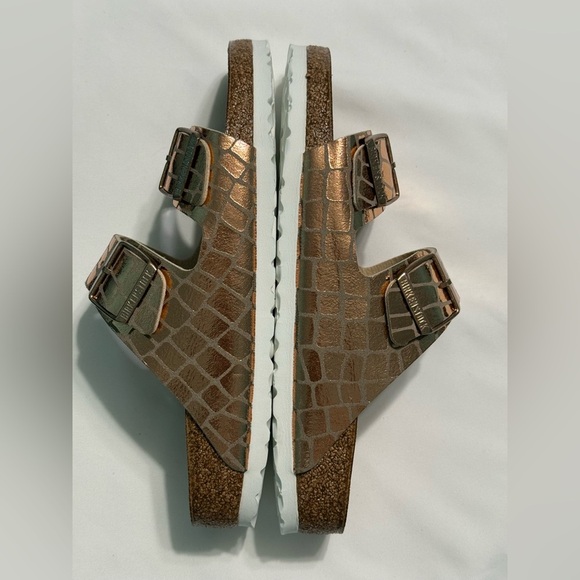 Birkenstock Women's Sandals Arizona Microfibre Gator Gleam Copper size 40 - Picture 4 of 7